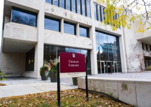 Crerar Library sign